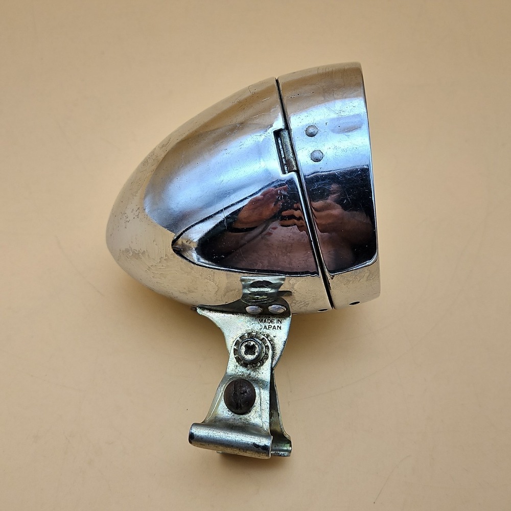 Vintage National Sanyo Electric Bicycle Headlight Lamp Made In Japan Silver